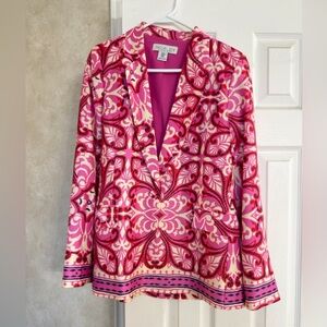 Rachel Zoe Fuchsia and Ivory Ornate Blazer
